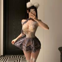 Mist Temptation Lingerie Set – Pure & Alluring Sheer Mesh Sleepwear, No-Remove Sensual Outfit thumbnail