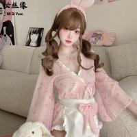 Misyuan Elegant Japanese-Inspired Lingerie Set – Kimono-Style Maid Sleepwear Dress with Floral Print, Spring Pure & Allu thumbnail