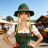 Munich Oktoberfest Hat - Bavarian Festival Costume Hat with Braided Hair Style for Beer Festival Outfits thumbnail