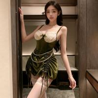 Muoqing Vintage Deep V Velvet Sleep Dress - Lace Pure & Seductive Lingerie Set for New Year thumbnail