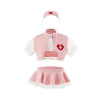 Naughty Nurse Costume Set - Seductive Lactation-Style Crop Top & Cheeky Mini Skirt Outfit for Role Play thumbnail