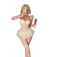 Night Desire Lace Mesh Lingerie Set - Seductive Sheer Pleated Mini Dress for Women thumbnail