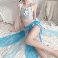 Night Dream Lotus Hanfu Lingerie Set - Vintage Chinese Erotic Sleepwear with Embroidery & Seductive Uniform Style thumbnail