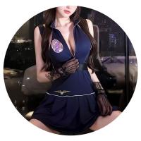 Night Patrol Officer Lingerie Set - Sexy Sheer Zip-Front Tight Uniform Outfit for Playful Roleplay thumbnail