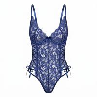 Night Silk Lace Bodysuit - Seductive Sheer Cut-Out Open-Crotch Erotic Lingerie with Adjustable Straps & Underwire thumbnail