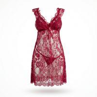 Night Silk Lace Sleep Dress Set - Sexy Sheer Temptation Lingerie Nightwear, No-Remove Passion Outfit thumbnail