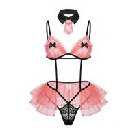 Night-Silk Seductive Lingerie Bodysuit - Sheer Open-Butt Cute Schoolgirl Sleepwear Set, Sweet & Playful thumbnail