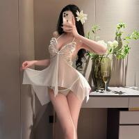Night Silk Sensual Backless Lace Sleep Dress - Sheer Mesh Butterfly Halter Nightgown Erotic Lingerie Set thumbnail