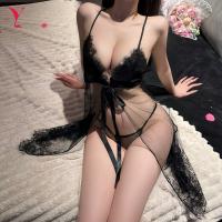 Night Silk Sensual Lace Sleepwear - Sheer Transparent Temptation Nightdress with Push-Up Design thumbnail