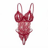Night-Silk Sensual Open-Crotch Lace Bodysuit - Sheer Pure-Delight Sleep Dress Set for Women thumbnail