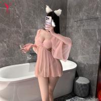 Night Silk Sensual Sheer Lace Sleep Dress - Seductive Open-Crotch Erotic Nightwear for Women thumbnail