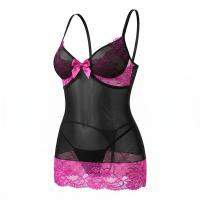 Night Silk Sexy Lingerie Set – Sheer Mesh Bodycon Mini Dress & Thong with Lace Trim, Seductive Sleepwear Outfit thumbnail