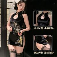 Night-Su Vintage-Inspired Lingerie Set – Seductive Sheer Cheongsam Style Erotic Outfit with Cut-Out Details thumbnail
