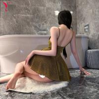 Nightse Nightse Sexy Lace Slip Dress - Shiny Clubwear Bodysuit for Small Bust, Modest Yet Alluring No-Remove Sleepwear thumbnail
