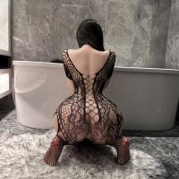NightSi NightSe Sexy Mesh Bodysuit for Women – Open-Crotch Sheer Lace Bodystocking with Thigh-High Mesh Stockings thumbnail