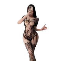 NightSi NightSe Sexy Mesh Bodysuit for Women – Open-Crotch Sheer Lace Bodystocking with Thigh-High Mesh Stockings thumbnail