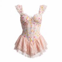 NightSigh Lace Corset Bra Set – Floral Fishbone Push-Up Babydoll Sleepwear with Sheer Mesh & Adjustable Straps thumbnail