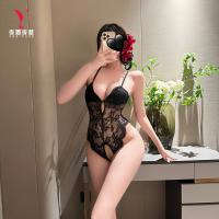 NightSigh Lace Sexy Bodysuit with Open-Crotch Design - Seductive Costume Outfit for Adults thumbnail