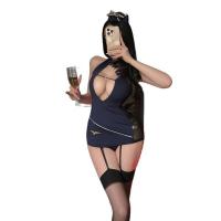 NightSigh NightSeduction Sexy Flight Attendant Skirt Set - Seductive No-Remove Lingerie Outfit for Women thumbnail