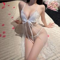 NightSigh NightSeduction Sexy Lace Sleepwear Set – Sheer Mesh Cami & Matching Briefs with Bow Detail thumbnail
