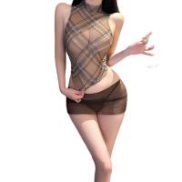 NightSigh NightSeduction Sexy Lingerie Set - Plaid Secretary Outfit, No-Remove Pure Temptation Bodycon Suit thumbnail