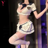 NightSiren Sweet-Spicy Sailor Uniform Set - Seductive College Style Mini Skirt Lingerie Outfit thumbnail