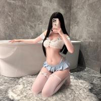 NightSiSexy Lingerie Set – Pure & Tempting Crop Top & Mini Pleated Skirt Outfit, Seductive Uniform Style thumbnail