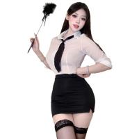 Hot OL Secretary Lingerie Set - Tight Pencil Skirt Office Outfit for Women, Air Hostess Style Pure & Sexy Workwear thumbnail