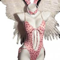 Pink Leopard Bunny Girl Cosplay Bodysuit - Sexy Cute Lingerie Outfit, No-Remove Temptation Costume thumbnail
