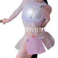 Pink Nurse Lingerie Set - Sexy Sheer Cut-Out Two-Piece Adult Costume for Women thumbnail