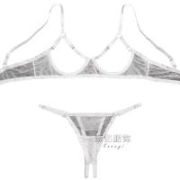 Pink Polka Dot Lingerie Set - Sexy Sheer Bra & Panty Three-Piece Valentine's Day Outfit thumbnail
