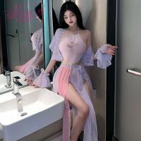 Pinxian Vintage Chinese-Inspired Lingerie Set - Sheer Hanfu Costume for Women, Seductive Doudou Role Play Outfit thumbnail