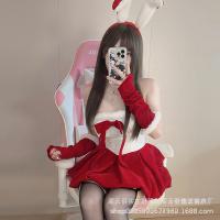 Plus Size Christmas Bodysuit - Gold Velvet Bunny Girl Outfit for New Year & Holiday Cosplay thumbnail