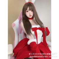 Plus Size Christmas Bodysuit - Gold Velvet Bunny Girl Outfit for New Year & Holiday Cosplay thumbnail