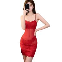 Plus Size French Lace Babydoll Nightgown - Sexy Sheer Satin Slip Dress for Women, Sensual Lingerie Set thumbnail