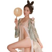 New Plus Size Hanfu Sleep Set for Women – Ancient Chinese Style Silk-Look Chemise & Matching Bodice, Pure & Alluring thumbnail