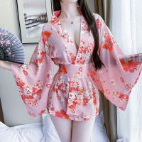 Plus Size Japanese Kimono Print Sexy Robe - Deep V Seductive Sleepwear & Lingerie for Women thumbnail
