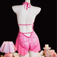 Plus Size Lace Bodysuit with Cut-Outs & Halter Neck - Sheer Seductive Sleepwear for Women thumbnail