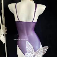 Plus Size Lace Lingerie Set for Curvy Women - Purple Midnight Sexy Thin Bra & Panty Set thumbnail