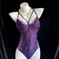 Plus Size Lace Lingerie Set for Curvy Women - Purple Midnight Sexy Thin Bra & Panty Set thumbnail