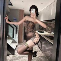 Plus Size Leopard Print Lingerie Dress - Sheer Mesh Sexy Outfit for Women, No-Undress Design thumbnail