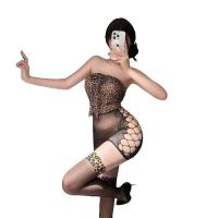 Plus Size Leopard Print Lingerie Dress - Sheer Mesh Sexy Outfit for Women, No-Undress Design thumbnail