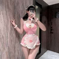 Plus Size Maid Costume Lingerie Set - Sexy Open-Crotch Sleepwear & Role Play Outfit for Adults thumbnail