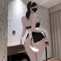 Plus Size Maid Costume Lingerie Set - Sexy Open-Crotch Sleepwear & Role Play Outfit for Adults thumbnail