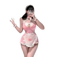 Plus Size Maid Costume Sexy Lingerie Sleepwear - Hot Open-Crotch Role Play Outfit for Adults thumbnail