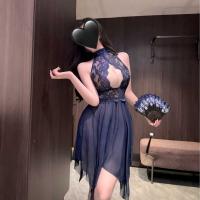 Plus Size QQNY Lace Sleep Dress - Sexy Sheer Off-Shoulder Nightgown for Women,Europe and America-Inspired Tempting Linge thumbnail