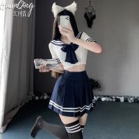 Plus Size Sailor Uniform Set - Japanese Style JK School Outfit with Sexy Pleated Skirt for Role Play thumbnail