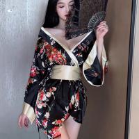 Plus Size Seductive Geisha Lingerie Set - Japanese Kimono-Inspired Low-Neck Erotic Costume for Women thumbnail