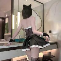 Plus Size Sexy Catwoman Sleep Dress - Sheer Off-Shoulder Lingerie Set with Maid Costume Style thumbnail