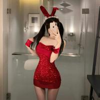 Plus Size Sexy Christmas Outfit - Bodycon Mesh Bodysuit & Skirt Set for Holiday Parties & Date Nights thumbnail